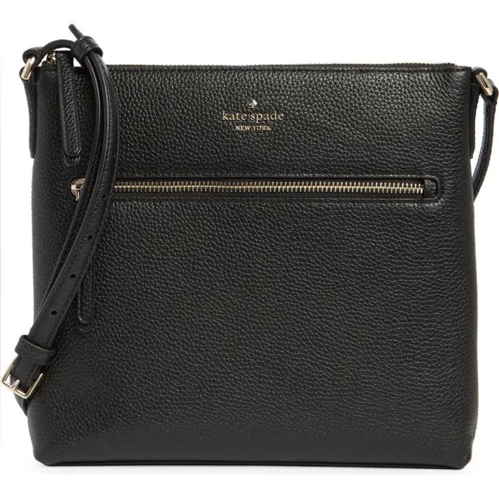 kate spade Black Pebbled Leather Crossbody with Gold Hardware